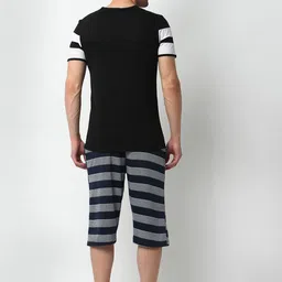 mack jonney Vimal Jonney Men Black Striped Cotton Blend Track Suit image 5