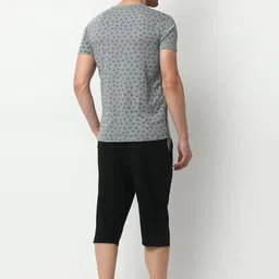 mack jonney VIMAL JONNEY Men Grey & Black Printed Night Suit image 5