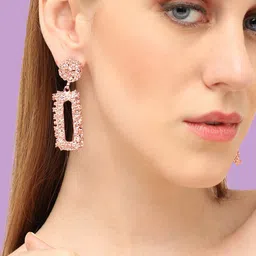 SOHI Rose Gold Contemporary Drop Earrings-picture-31