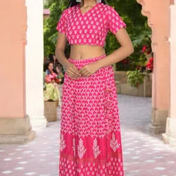 jaipur hand block Printed Stitched Lehenga Choli image 2