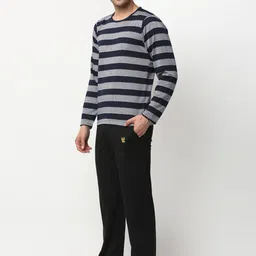 mack jonney Vimal Jonney Men Black Striped Cotton Blend Track Suit image 3