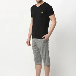 mack jonney VIMAL JONNEY Men Black & Grey Solid Night suit image 4