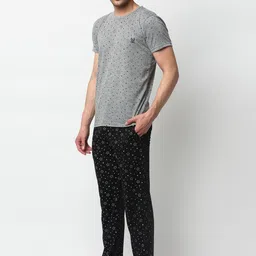 mack jonney VIMAL JONNEY Men Black & Grey Printed Night suit image 4