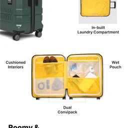 uppercase Set Of 2 Green Textured Hard-Sided Trolley Suitcase image 4
