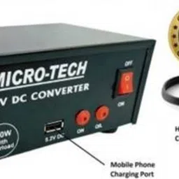 microtech High Power USB 12V DC to AC Converter 200 Watt with Charging Cable Car Inverter image 1