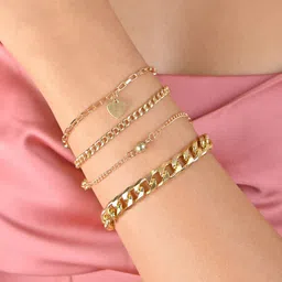 ToniQ Set Of 4 Gold-Plated Link Bracelets-picture-30