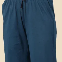 kryptic cotton relaxed fit lounge capri with side pocket Women Blue Capri-picture-10