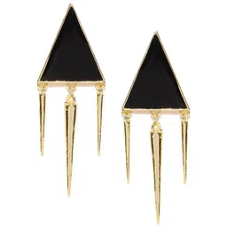Crunchy Fashion Gold-Plated Triangular Drop Earrings-picture-16