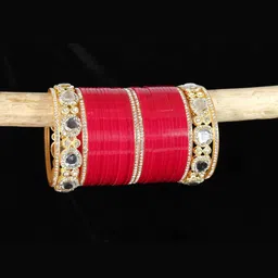 LAVAZZA Set Of 64 Gold-Plated Crystal Studded Chuda Bangles image 2