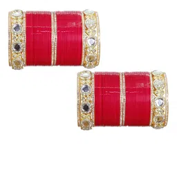 LAVAZZA Set Of 64 Gold-Plated Crystal Studded Chuda Bangles image 3