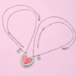 EL REGALO Set Of 2 Watermelon Heart Magnetic Pendants With Chain image 1