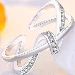MYKI Silver-Plated & CZ-Studded Twisted Adjustable Finger Ring-picture-38