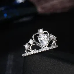 MYKI Silver-Plated CZ-Studded Queen's Crown Finger Ring-image-11