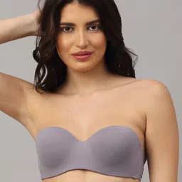 PrettyCat Grey Solid Balconette Bra - Underwired Lightly Padded-picture-14