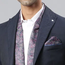 Tossido Men Grey & Magenta Printed Stole & Pocket Square image 2