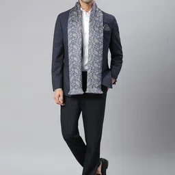 Tossido Men Grey & White Paisley Printed Stole with Pocket Square image 3
