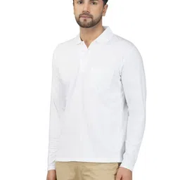 alarm Polo Neck Full Sleeve Cotton Solid Regular Fit T Shirt for Men with Pocket image 1