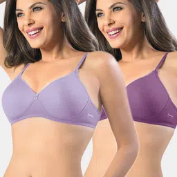 Sonari Women Purple & Lavender Non Padded Seamless T-Shirt Bra Set Of 2 image 1