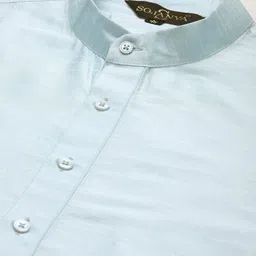 SOJANYA Men Blue Ethnic Motifs Thread Work Kurta Set & Jacket image 5