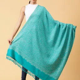 Moda Chales Floral Woven Design Zari Acrylic Shawl-picture-27