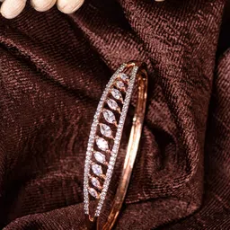 Saraf RS Jewellery Women Gold-Toned & White Brass American Diamond Handcrafted Rose Gold-Plated Bangle-Style Bracelet-picture-16