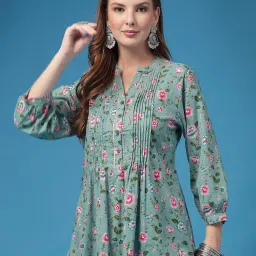 Zelena Green Sitara Cotton Maternity Front-Open Feeding Top-image-27