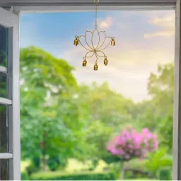 JASMEY HOMES Gold Lotus Copper Bell Wind Chime-picture-14