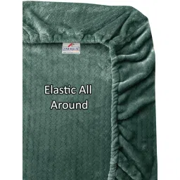 FABINALIV Sunny Green Geometric King Size Woollen Fitted Double Bedsheet With 2 Pillow Covers image 5