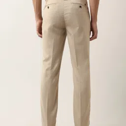 arrow Men Tapered Beige Polyester Trousers image 3