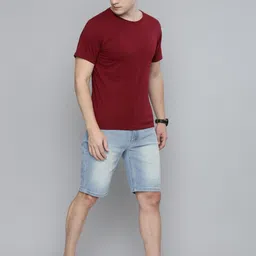 the indian garage co. Solid Men Blue Denim Shorts image 5
