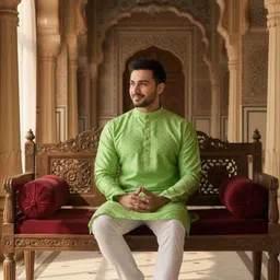 divra clothing Men Self Design Jacquard Straight Kurta image 4