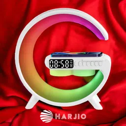 Harjio G Shape Bluetooth Speaker-Fancy RGB Light with 15w Wireless Charger, Alarm Clock 5 W Bluetooth Laptop/Desktop Speaker-picture-36