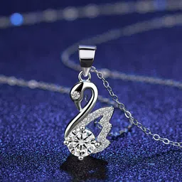 Jewels Galaxy Silver Plated CZ Studded Pendant image 1