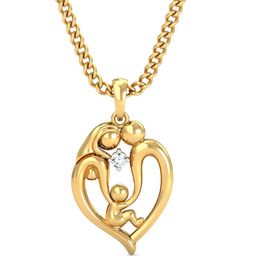 KUBERBOX 18KT Gold Familia Pendant With Diamonds- 1.01gm-picture-2
