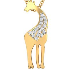 KUBERBOX Giraffe 18KT Gold Diamond Studded Pendant-0.95gm-picture-45