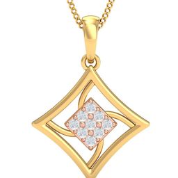 KUBERBOX Amaris 18KT Gold Diamond Studded Dual-tone Pendant- 1.06 gm-image-45