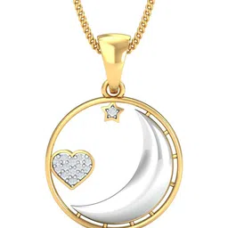 KUBERBOX Sun&Moon Proposal 18KT Gold Diamond-Studded Pendant -1.4 gm-picture-45