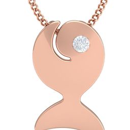 KUBERBOX Sassy Fish 18KT Rose Gold Diamond-Studded Pendant - 1.17 gm-image-86