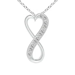Angara 14KT White Gold Infinity Heart Diamond Studded Pendant-0.63 gm-image-9