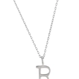 Studio Voylla Silver-Plated CZ-Studded & Alphabet-Charm Pendant With Chain image 2