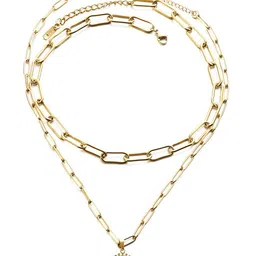 Yellow Chimes Gold-Plated Initial Letter S-Charm Pendant With Link Chain image 2