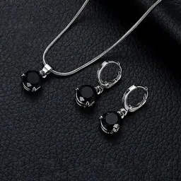 Designs & You Silver Plated Cubic Zirconia Studded Jewellery Set image 3