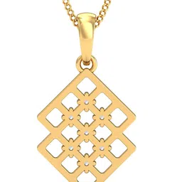 KUBERBOX 18 KT Gold Diamond Bette Square Mesh Pendant- 0.97 gm image 4