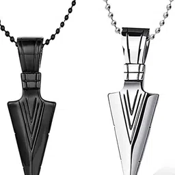KARISHMA KREATIONS Men Set Of 2 Silver Plated Pendant image 5