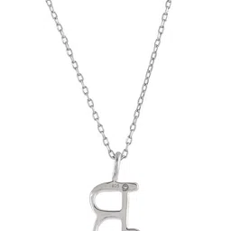 Studio Voylla Silver-Plated CZ-Studded & Alphabet-Charm Pendant With Chain image 3