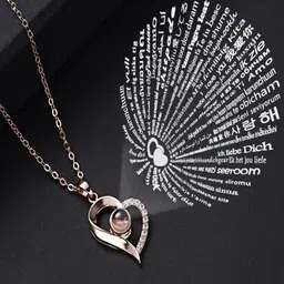 UNIVERSITY TRENDZ Rose Gold-Plated Stone-Studded & Heart-Charm Pendant With Chain image 3