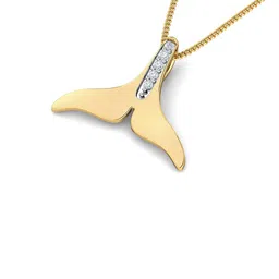 KUBERBOX 18KT Gold Diamond-Studded Caia Fin Pendant 1.15 gm image 4