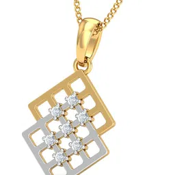 KUBERBOX 18 KT Gold Diamond Bette Square Mesh Pendant- 0.97 gm image 2