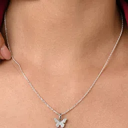 Clara Rhodium-Plated 925 Sterling Silver Butterfly Pendant With Chain image 4