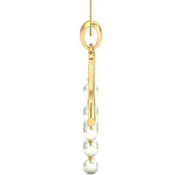 KUBERBOX 18KT Gold Diamond-Studded Pearl Chandelier Pendant 1.96 gm image 2